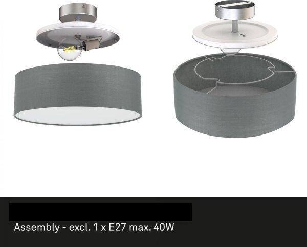 Briloner 3375-024 - Plafoniera 1xE27/40W/230V diametro 30 cm grigio