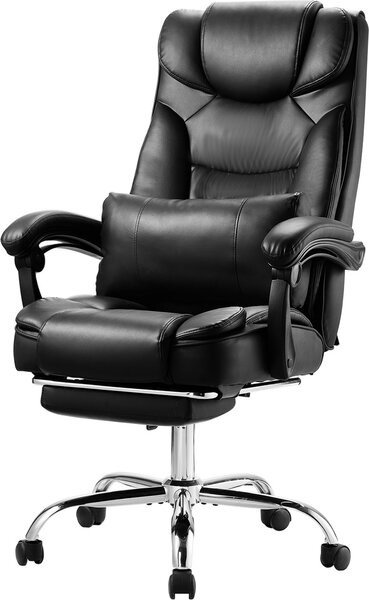 SucceBuy Executive Chair sedia da ufficio con schienale alto, poggiapiedi e supporto lombare, nero