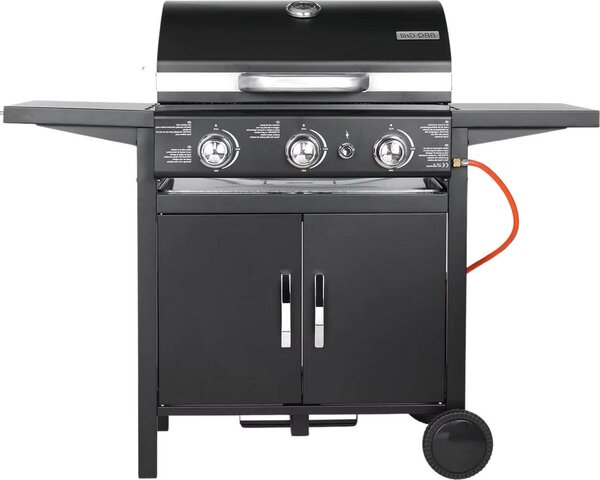 Grill a 3 fuochi a propano - Barbecue a gas - Griglie in ghisa - Accensione a impulsi e termometro - RVS
