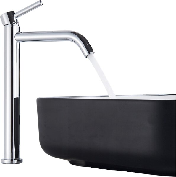 Rubinetto lavabo Ari SLIM TUBE monocomando, girevole, cartuccia in Vetroceramica, aeratore integrato, cromo argento