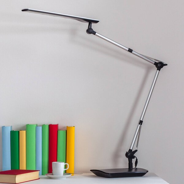Lampada da scrivania a LED FELIPE Lindby, dimmerabile, Alluminio / Grigio / Zincato, Studio / Ufficio, Moderno, Lampada da tavolo LED
