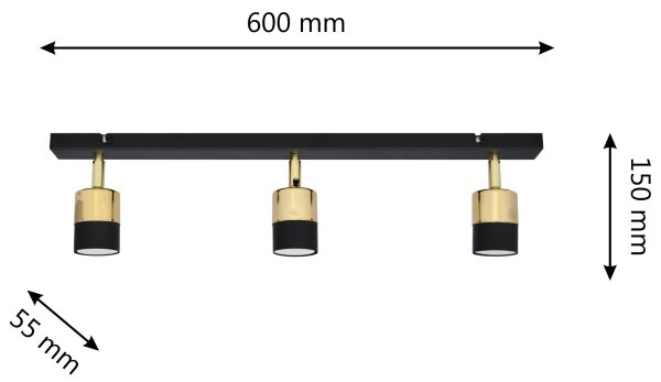 Faretto LED TUBSSON 3xGU10/4,8W/230V nero/oro