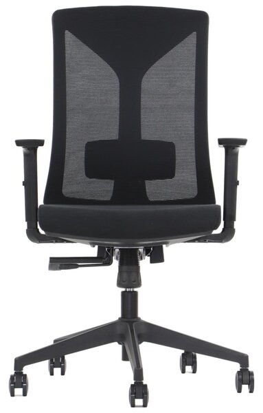 Sedia da ufficio girevole ergonomica HAGER, base in nylon, braccioli regolabili, schienale in rete, nero