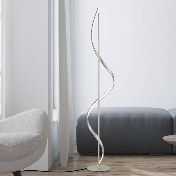 Q-Smart-Home Paul Neuhaus Q-Swing lampada LED pavimento acciaio Q-Swing, dimmerabile, Alluminio / Grigio / Zincato, Soggiorno / Sala da pranzo, Alluminio, Moderno