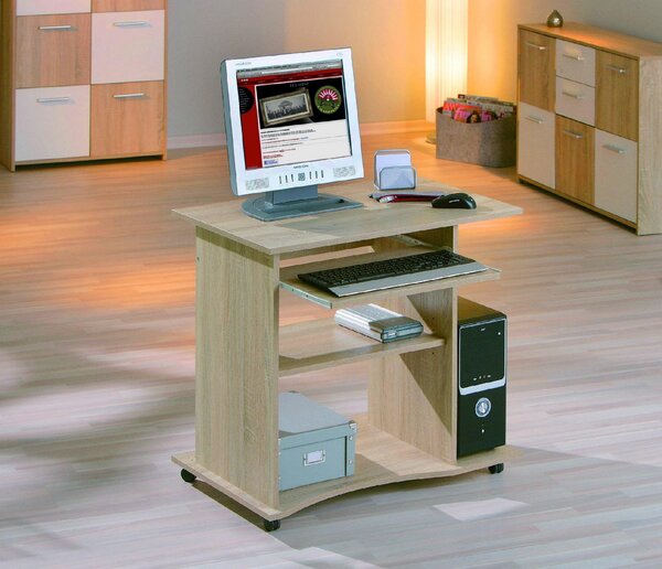 Scrivania per computer a sinistra Durini 80 cm con cassetto per tastiera Kfb rovere Sonoma