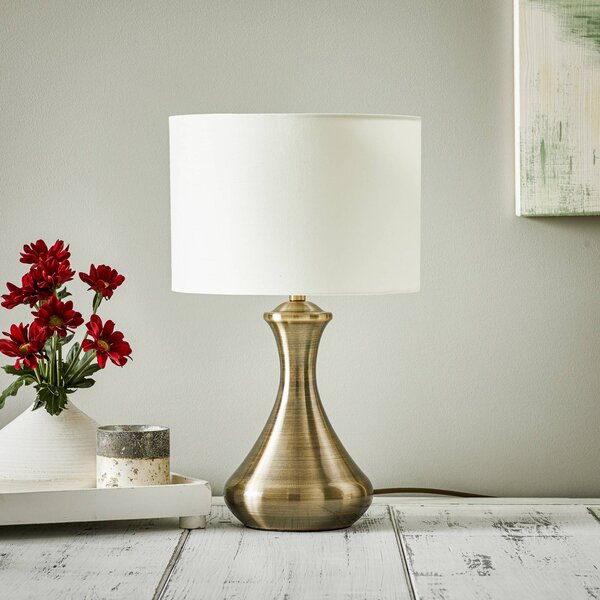 Searchlight Lampada da tavolo Touch 2750, dimmerabile, Bronzo / Ottone antico, Soggiorno / Sala da pranzo, Tessuto / Stoffa / Seta, Lampada da tavolo