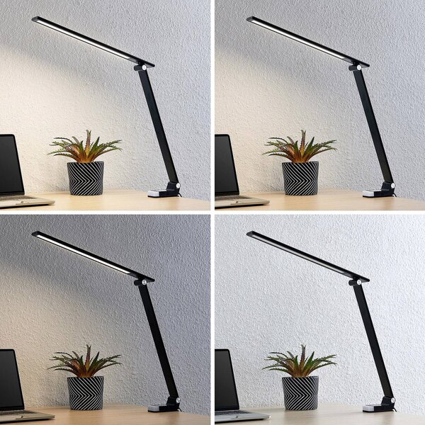 Lampada da scrivania Tamarin PRIOS, dimmerabile, Nero, Studio / Ufficio, Plastica, Moderno, Lampada da tavolo LED