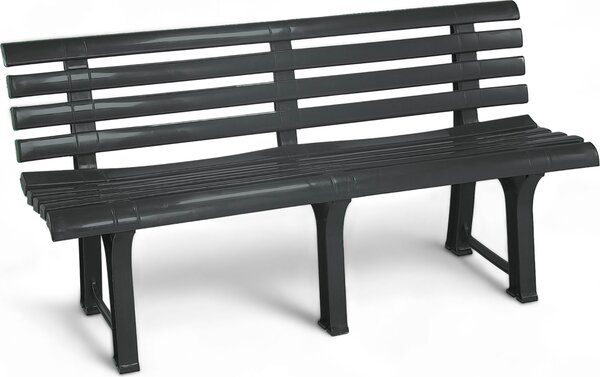 Panca da giardino in plastica a 3 posti 145 x 74 cm - antracite - panca da giardino con schienale resistente alle intemperie 200 kg di portata