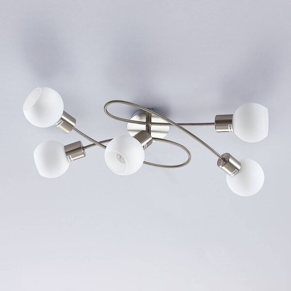 Plafoniera soffitto Elaina Lindby, dimmerabile, Alluminio / Grigio / Zincato, Soggiorno / Sala da pranzo, Metallo, Moderno, Plafoniera