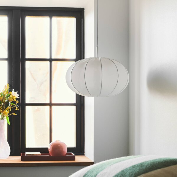 Nordlux Lampada a sospensione Aeron, dimmerabile, Bianco / Opale, Camera da letto, Tessuto / Stoffa / Seta, Lampada a sospensione