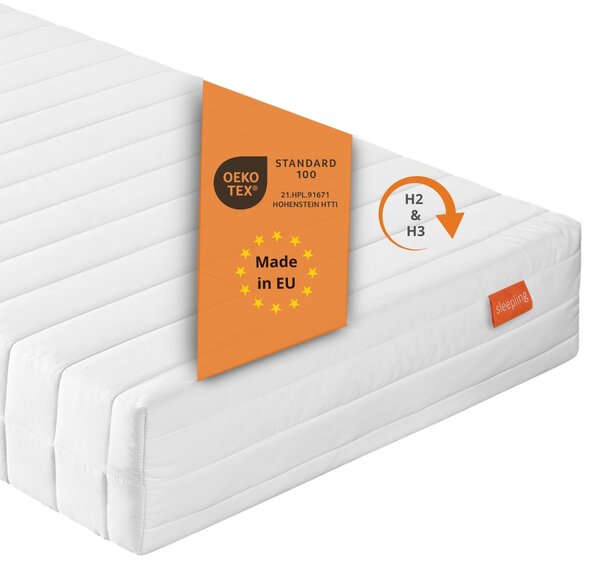 Materasso ergonomico a 7 zone in schiuma fredda, 80 x 200 cm, H2 & H3, 21 cm, livello di rigidità duo, materasso reversibile, sleepling PureComfort