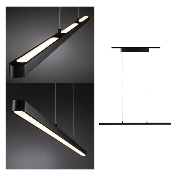 Paulmann URail Lento Lampada LED a sospensione, nero opaco Lento, dimmerabile, Nero, Soggiorno / Sala da pranzo, Metallo, Moderno