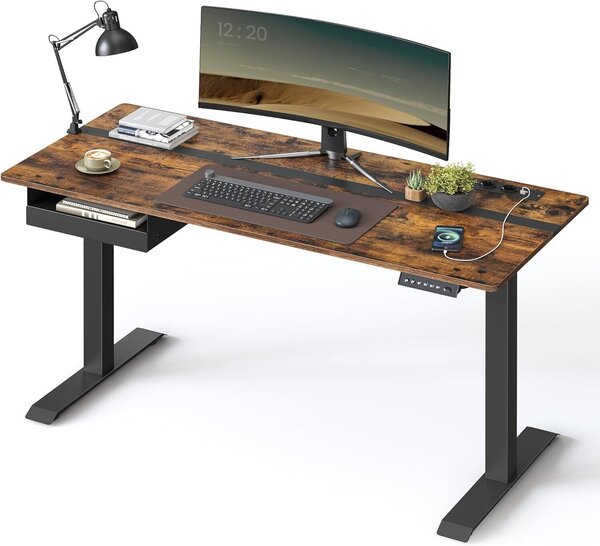 Scrivania VASAGLE regolabile elettricamente in altezza, piano di lavoro 60 x 140 cm, regolazione continua, funzione memoria con 4 altezze