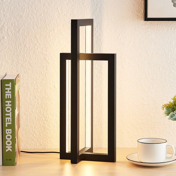 Lampada da tavolo a LED Hylda Lucande, dimmerabile, Nero, Soggiorno / Sala da pranzo, Alluminio, Moderno, Lampada da tavolo LED