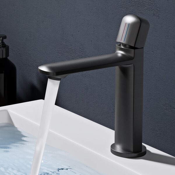 Doporro Miscelatore lavabo bagno in ottone Grigio, monocomando per acqua calda e fredda 20,9 cm WAO-1190