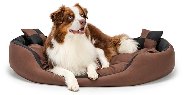 Cuccia per cani lionto, elegante cesto per cani 4 in 1, idrorepellente, antigraffio e di facile manutenzione, 110x80 cm, nero/marrone
