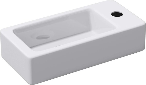 Doporro Lavabo Piccolo da Parete in Ceramica Bianco Lucido 37,5x18x8,8 cm, Lavandino Rettangolare Sospeso Monoforo Compatto per Bagno o WC C Br¹ssel3053L
