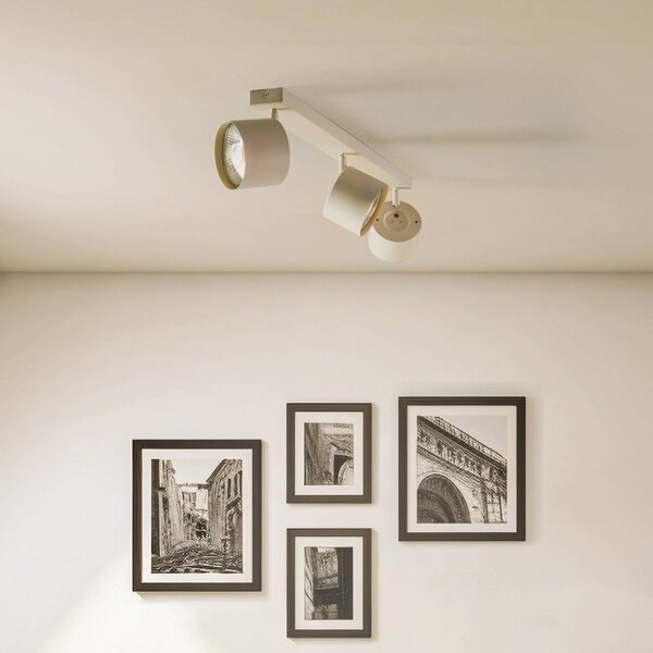Faretto da soffitto Chloe orientabile a 3 luci, beige Argon, dimmerabile, Crema / Ambra, Soggiorno / Sala da pranzo, Metallo, Moderno