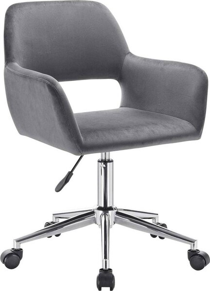 Sedia da ufficio Diva - Sedia ergonomica girevole con braccioli - Regolabile in altezza - Velluto - Grigio scuro - Per adulti - Su rotelle