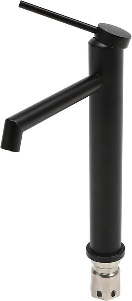Rubinetto per lavabo - Miscelatore monocomando alto - Montaggio a vista - Corpo in metallo - Otturatore in ottone - Nero