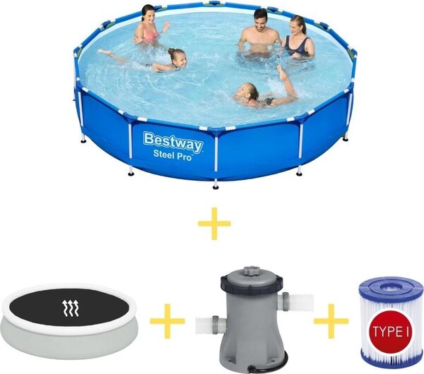 Piscina Bestway - Steel Pro - 366 x 76 cm - Inclusa vela solare, pompa filtro e filtro