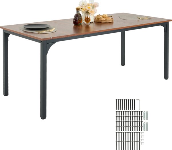 VEVOR tavolo da pranzo rettangolare tavolo da cucina tavolo in legno (180 cm / 136,1 kg di portata) per 6-8 persone, mobili da sala da pranzo in stile rustico con gambe in ferro