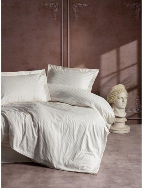 L'Essentiel Linge de Maison, Set copripiumino King a righe - Ecru, Ekru, Satin (FR), 100 % cotone sateen, 240 x 220 cm