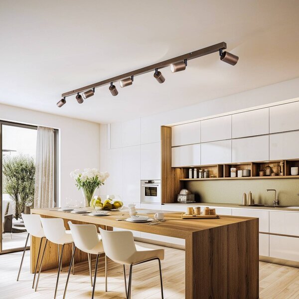 Faretto da soffitto Top, regolabile, marrone, lineare a 8 luci Top TK Lighting, dimmerabile, Marrone / Ruggine, Soggiorno / Sala da pranzo, Metallo, Moderno, Faretto