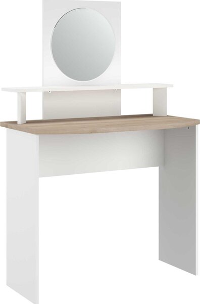 Tavolino Hardy-136cm-con-specchio-bianco/quercia