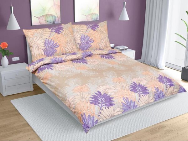 Set di lenzuola in cotone - 1 set 220x200, 70x90 - salmone, viola