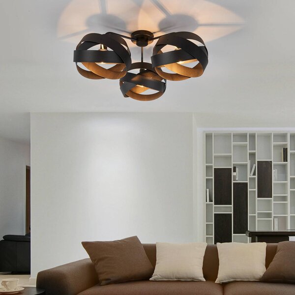 Plafoniera soffitto Tornado Euluna, dimmerabile, Nero, Soggiorno / Sala da pranzo, Metallo, Moderno, Plafoniera