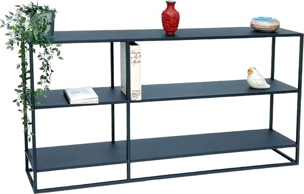DanDiBo Tavolo consolle Metallo Nero Stretto con 3 livelli Moderno 140x70x25 cm Scaffale Scaffale in piedi 96471 Scaffale in metallo con ripiano