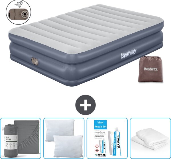 Materasso gonfiabile Bestway - 2 persone - 152 x 203 x 51 cm - Grigio - - Accessori inclusi