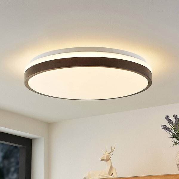 Plafoniera a LED Hudsona Lindby, dimmerabile, Legno scuro, Soggiorno / Sala da pranzo, Legno, Moderno, Plafoniera LED