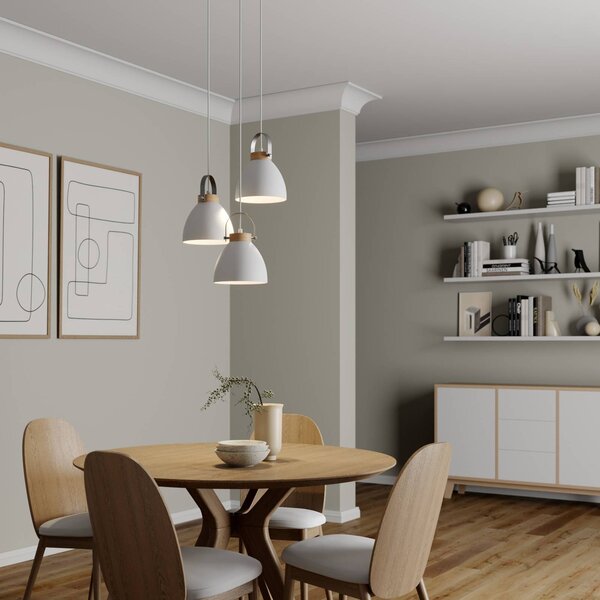 Lampada a sospensione Bergen Lamkur, dimmerabile, Bianco / Opale, Soggiorno / Sala da pranzo, Metallo, Moderno, Lampada a sospensione