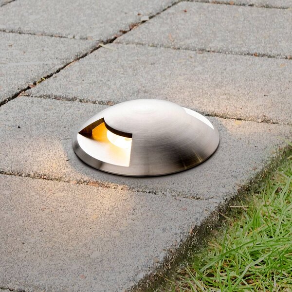 Faretto da incasso a terra Lucande Helene, Ø 9 cm, alluminio, IP67 Helene Lucande, dimmerabile, Alluminio / Grigio / Zincato, Alluminio, Moderno, Faretto da incasso da terra