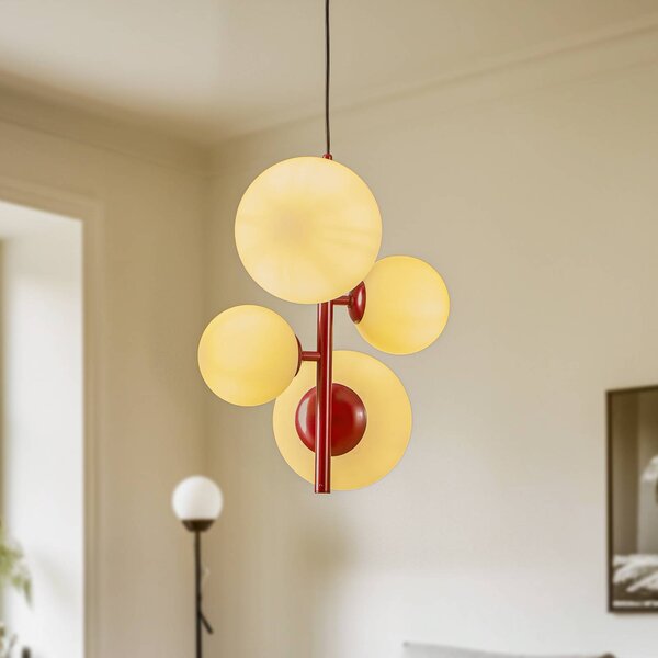 Lampada a sospensione in vetro Joel ALDEX, dimmerabile, Rosso, Soggiorno / Sala da pranzo, Metallo, Moderno, Lampada a sospensione