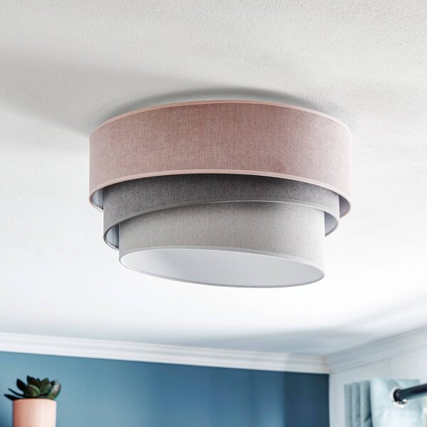 Plafoniera soffitto Pastell Trio Duolla, dimmerabile, Violetto / Fucsia / Rosa, Soggiorno / Sala da pranzo, Tessuto / Stoffa / Seta, Moderno, Plafoniera