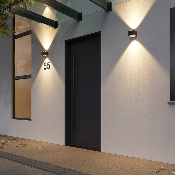 Applique da esterni a LED Almos Lucande, Nero, Alluminio, Moderno, Applique LED da esterni