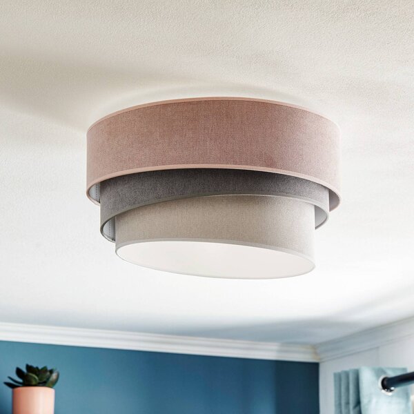 Plafoniera soffitto Pastell Trio Duolla, dimmerabile, Violetto / Fucsia / Rosa, Soggiorno / Sala da pranzo, Tessuto / Stoffa / Seta, Moderno, Plafoniera