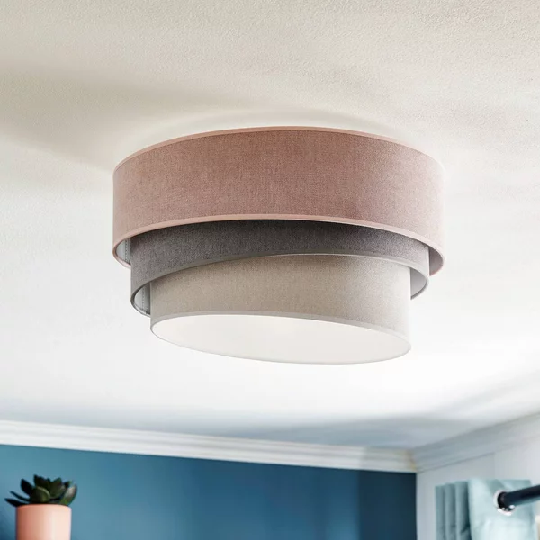 Plafoniera soffitto Pastell Trio Duolla, dimmerabile, Violetto / Fucsia / Rosa, Soggiorno / Sala da pranzo, Tessuto / Stoffa / Seta, Moderno, Plafoniera