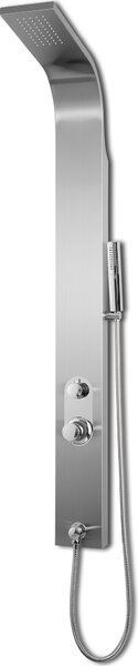 MARWELL pannello doccia Care Chrome 150x15 cm Colonna doccia in acciaio inox spazzolato Set doccia con 2 diverse funzioni doccia Doccia a pioggia e doccetta