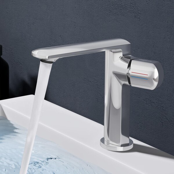 Doporro Miscelatore lavabo bagno in ottone cromato, monocomando per acqua calda e fredda 17,9 cm WAO-1180