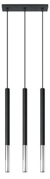 Lampada a sospensione MOZAICA 3L nero/cromo 3xG9 8W acciaio 90x5x30cm Sollux Lighting