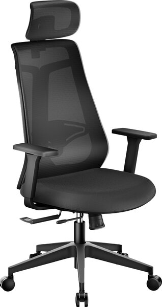 Sedia da ufficio ergonomica Wiltec con regolazione in altezza e profondità, poggiatesta e braccioli regolabili - sedia girevole con supporto lombare - portata fino a 150 kg