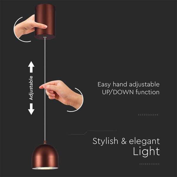 Lampada a sospensione LED 3000K con interruttore a sfioramento marrone V-TAC VT-7795-7997