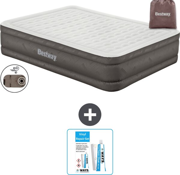 Materasso gonfiabile Bestway - 2 persone - 152 x 203 x 46 cm - Marrone - Accessori inclusi