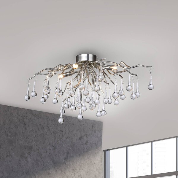 Paul Neuhaus Plafoniera soffitto Icicle, Alluminio / Grigio / Zincato, Soggiorno / Sala da pranzo, Vetro, Plafoniera