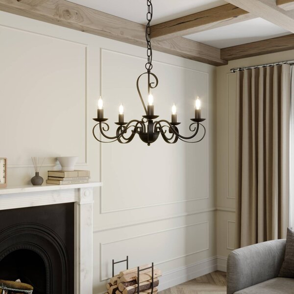 Lampadario a soffitto Shervan Lindby, dimmerabile, Marrone / Ruggine, Soggiorno / Sala da pranzo, Metallo, Antico, Lampadario