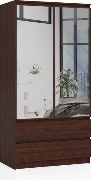 Akord Armadio 2 Ante Con 2 Cassetti E 2 Specchi Wengè 90X51X180 Cm